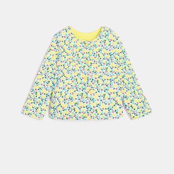 سويت شيرت ذو وجهين باللون الأصفر والليموني للفتيات الصغيرات